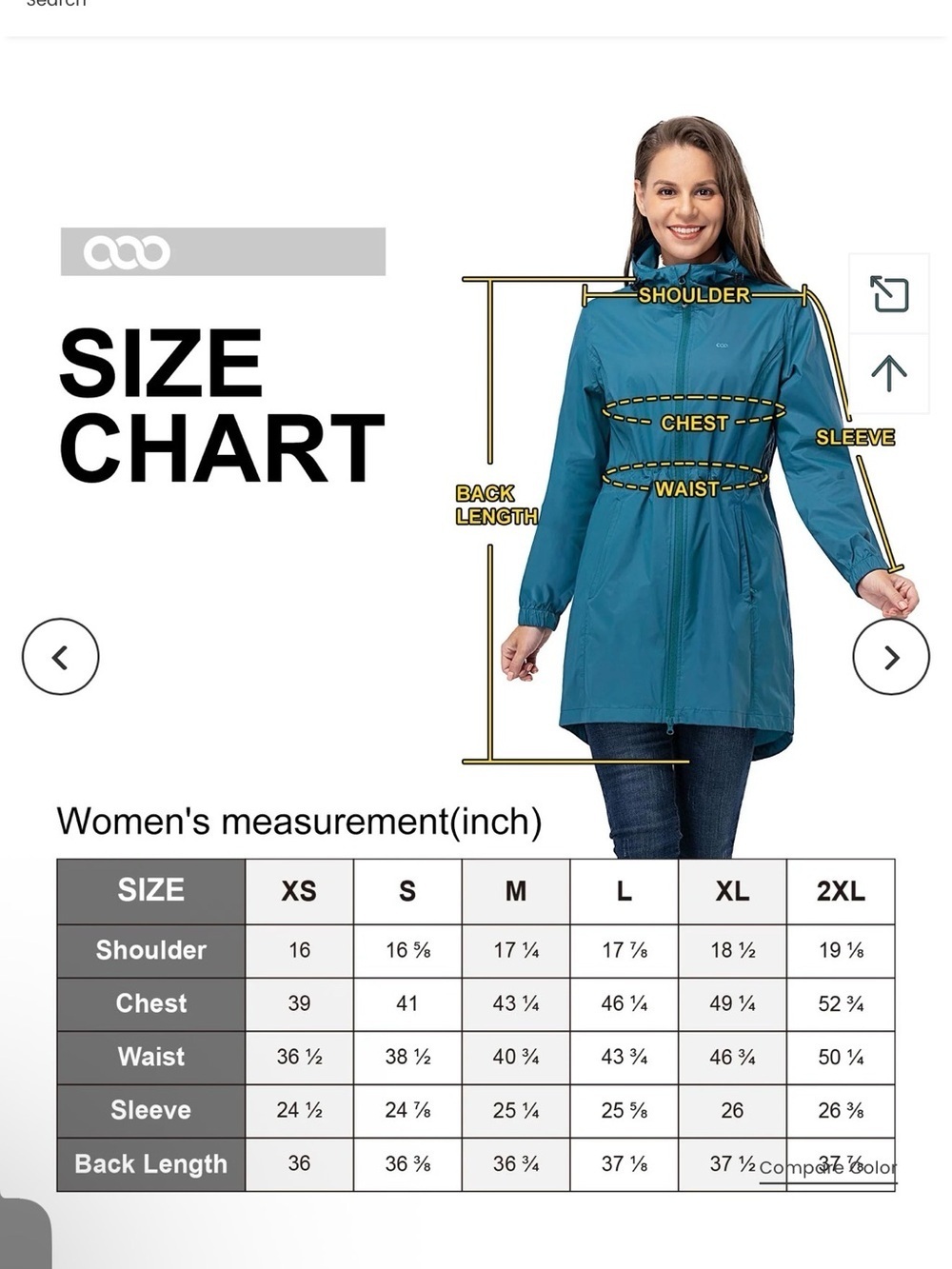 Women's 3000 Packable Long Rain Jacket SZ L - Picture 3 of 15
